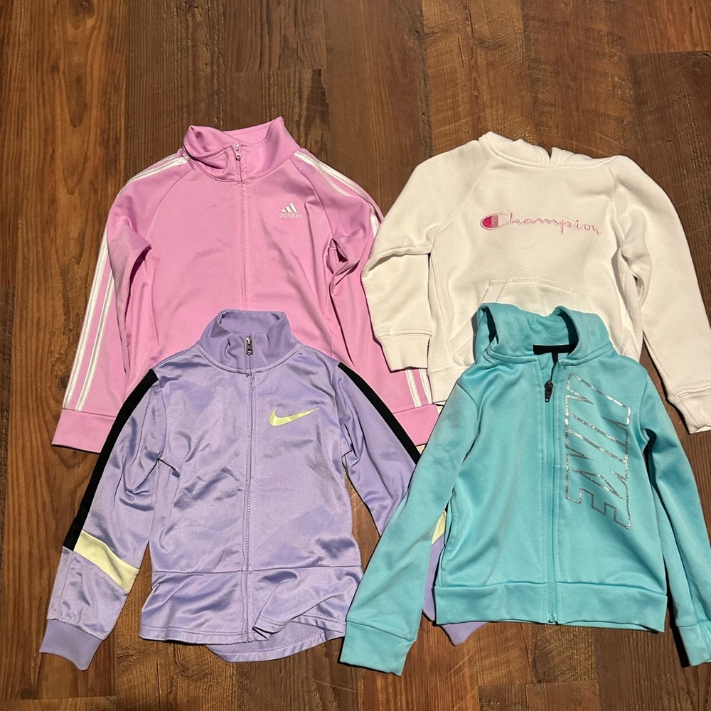 Little Girl Adidas & Nike & Champion Athletic Zip Up Sweaters